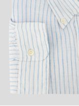 Chemise en Lin Rayée Grande Taille Bleu/Blanc